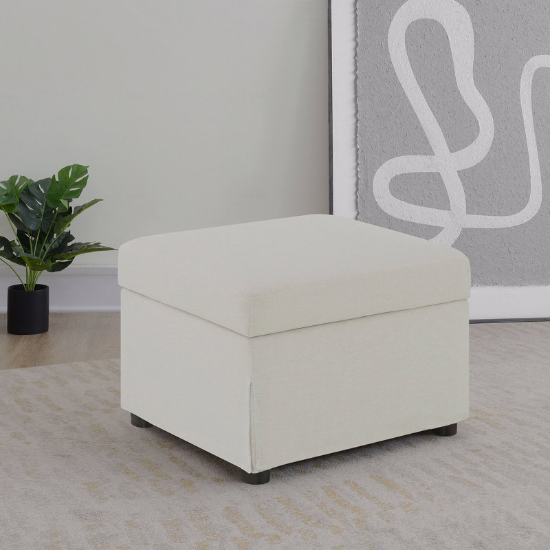 Repose-pieds avec rangement relevable, revêtement en tissu