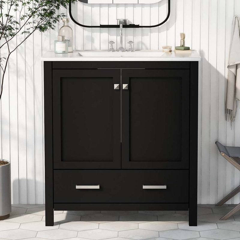 Meuble-lavabo avec lavabo simple 30 po Aira, Noir