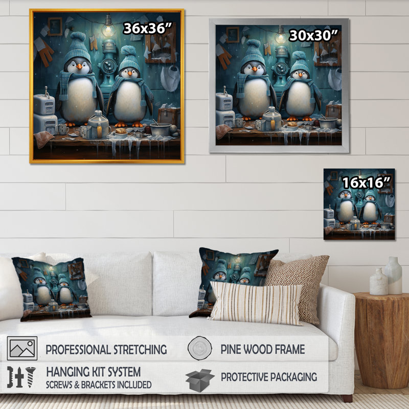 Chilly Penguins Laundry Room I - Laundry Wall Art, H 36 po x l 36 po x P 1,5 po