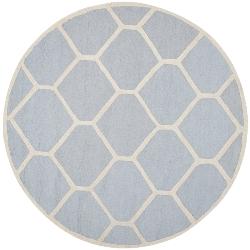 Deedgra Hand Tufted Wool Geometric Rug, Round 6'
