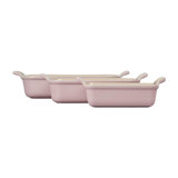 Le Creuset Set Of 3 Heritage Rectangular Dishes Chiffon Pink