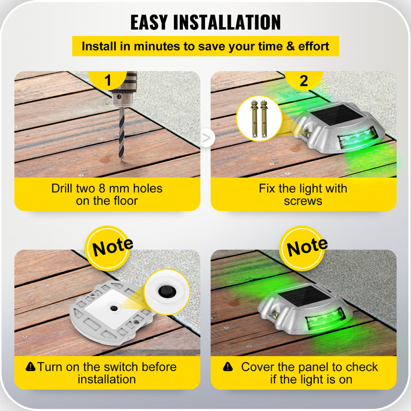 Green LED Solar Powered Aluminum Pathway Light Pack