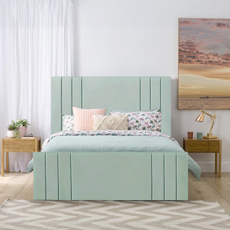 Bandur Upholstered Ottoman Storage Bed, Double (4'6), Duck Egg