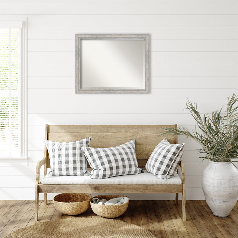 Miroir mural Earmon, Argenté, Rectangle, 25,25 po x 31,25 po