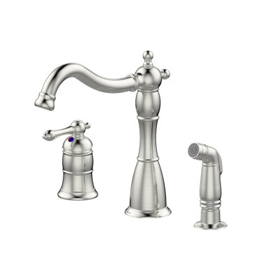 Prime Collection Exposed Mounting 3-Hole Installation Single-Handle Kitchen Faucet with Matching Side Spray - Brushed Nickel