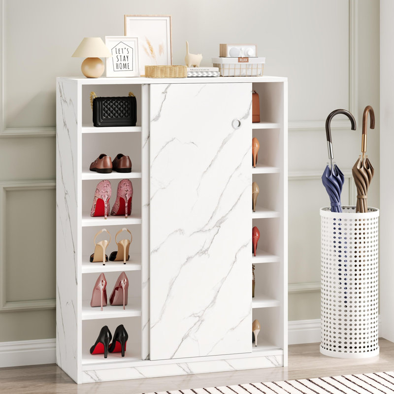 Shoe Cabinet with 2 Flip Drawers, White 1