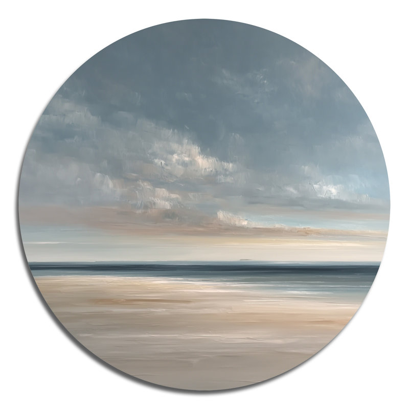 Vagues dorées coucher de soleil doré - décoration murale ronde en métal Coastal Beach, L 36 po x H 36 po