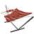 2-Person Polyester Rope Hammock and stand set with Removable Quilted Pad and Pillow - Awning Stipe-1578142631