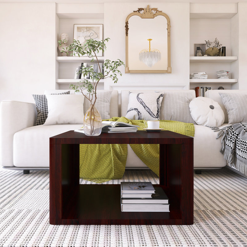 Table basse carrée pour le salon, Marron foncé