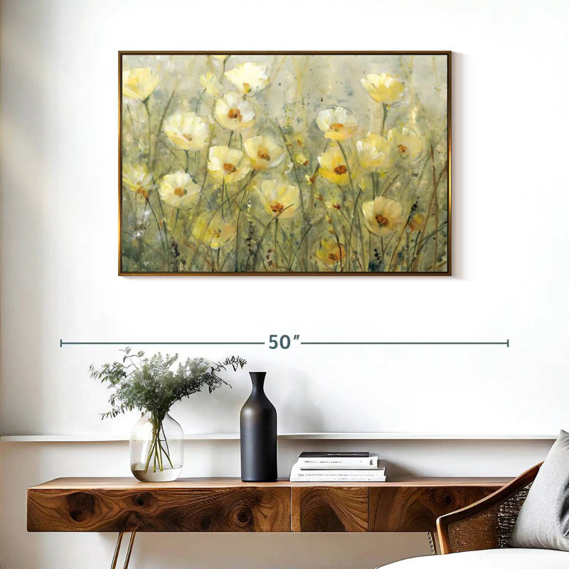 Été en fleurs I, Cadre flottant doré, 37 po x 25 po