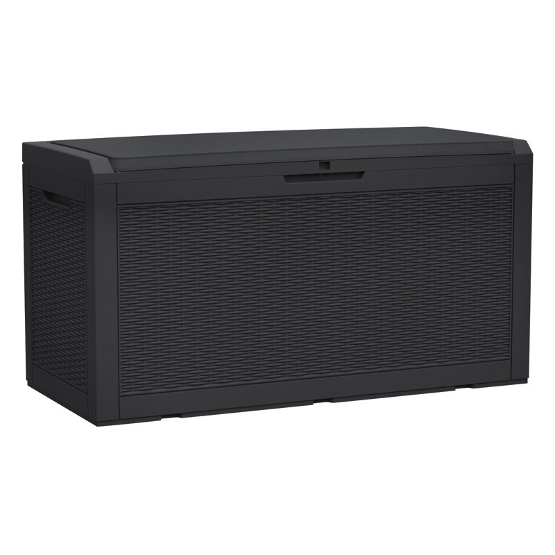 Modern Depo 100 Gallon Water Resistant Polypropylene(PP) Deck Box with Cushion, Lockable, Black