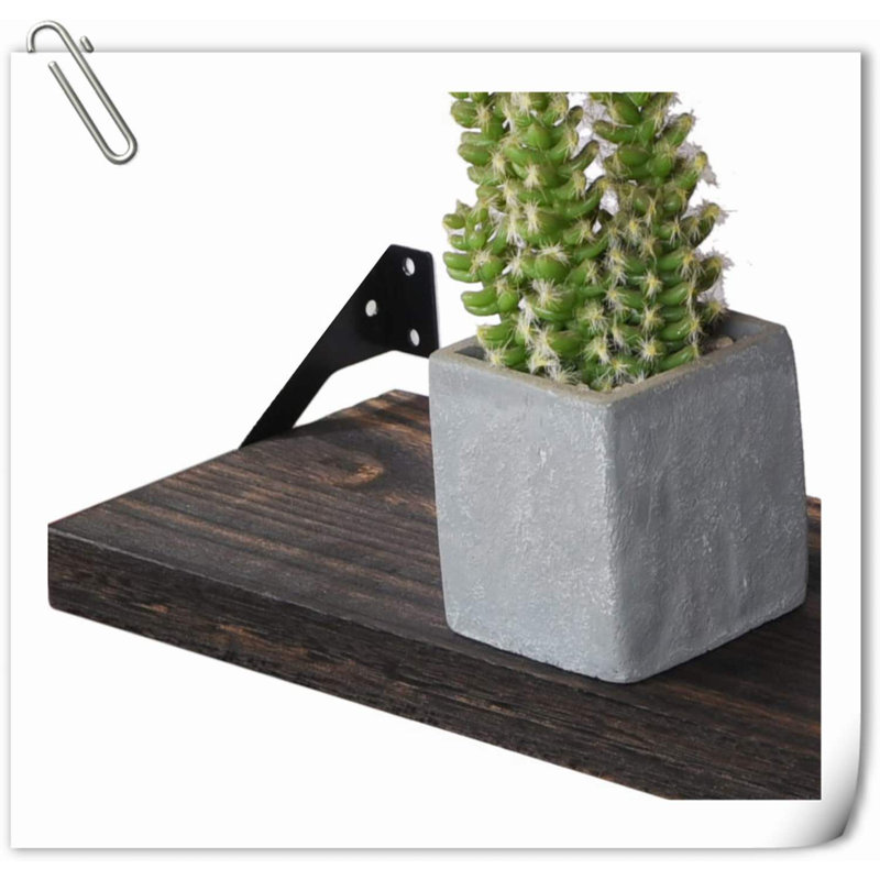Ardie 4 Piece Wood Floating Shelf, Dark Brown, 6" H x 24" W x 1" D