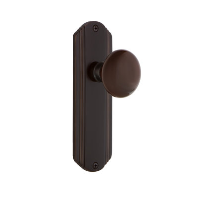 Plaque décorative avec bouton de porte en porcelaine brune