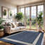 Ensemble de tapis intérieur / extérieur bleu Mekih-1410002178