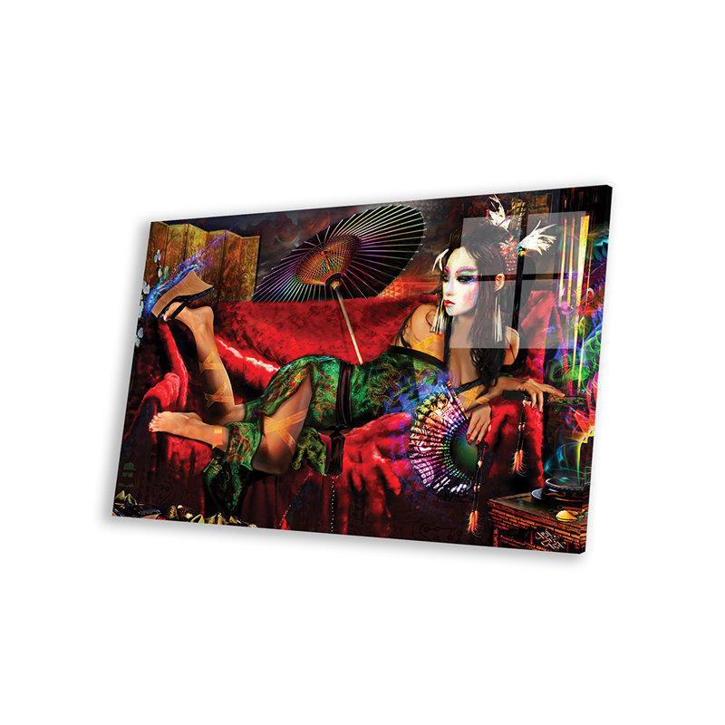 Geisha, reproduction sur verre acrylique, H 16 po x l 24 po x P 0,25 po