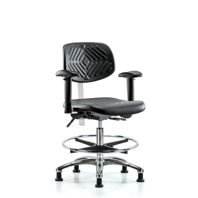 Chaise de salle blanche en polyuréthane classe 100 - hauteur de banc moyenne, Noir, Patins, Yes