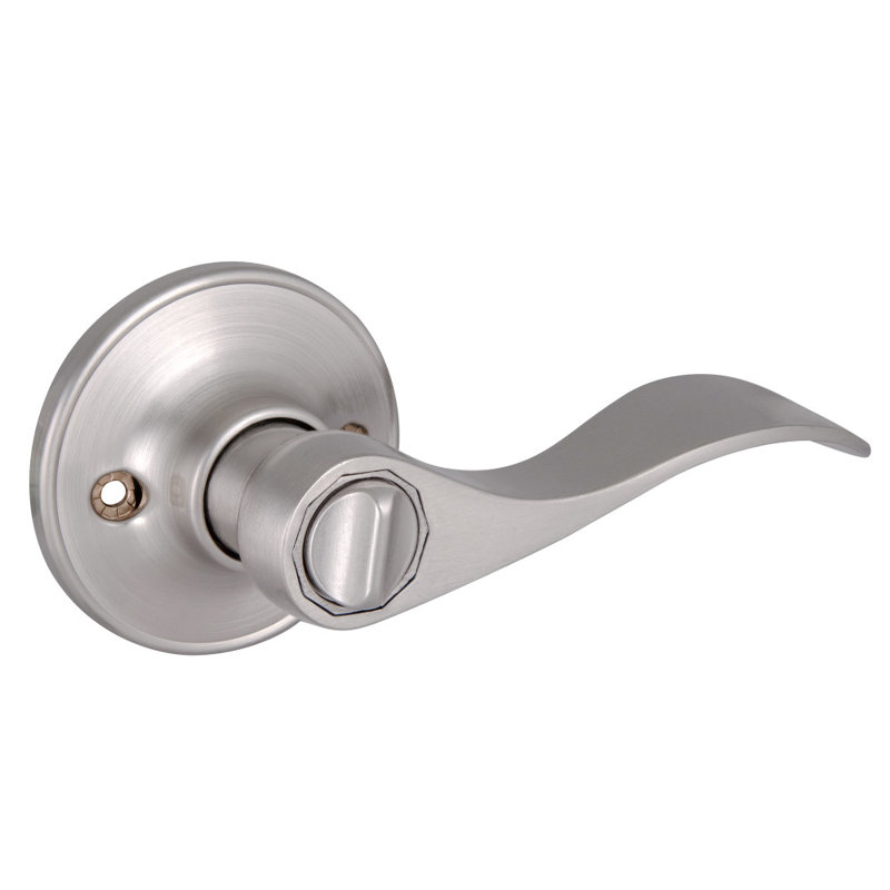 Springdale Satin Nickel Privacy Bed/Bath Door Lever with Universal 6-Way Latch, Satin Nickel, 2-Way Latch