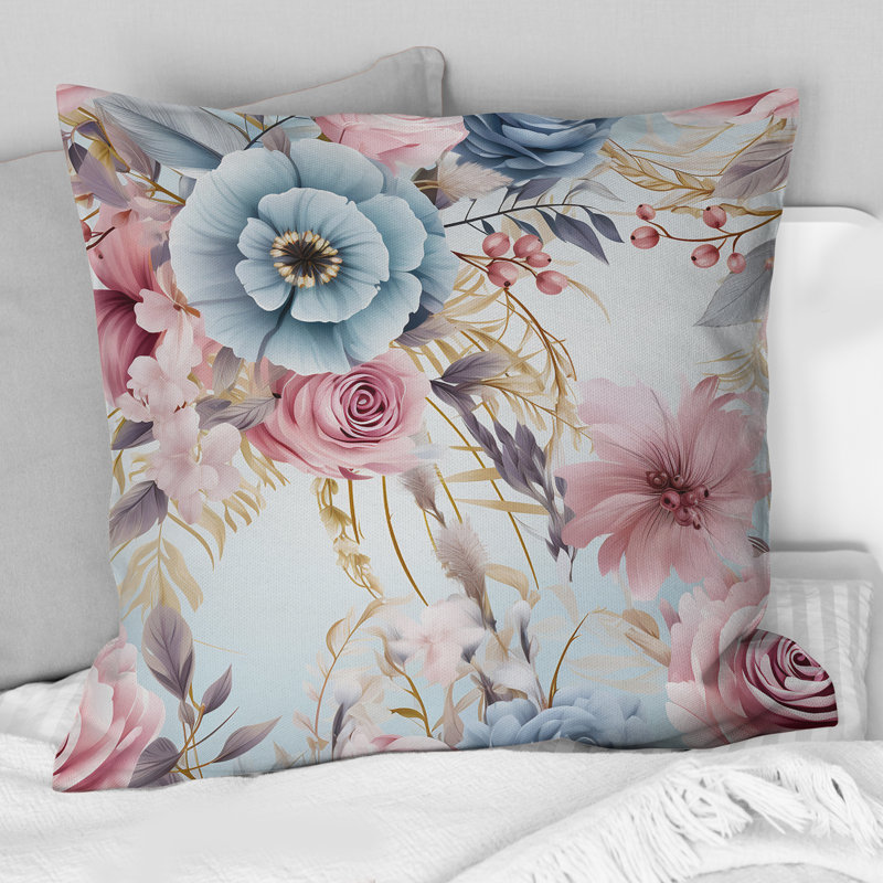 Coussin décoratif rose et bleu Dreamcatchers Boho, H 18 po x l 18 po
