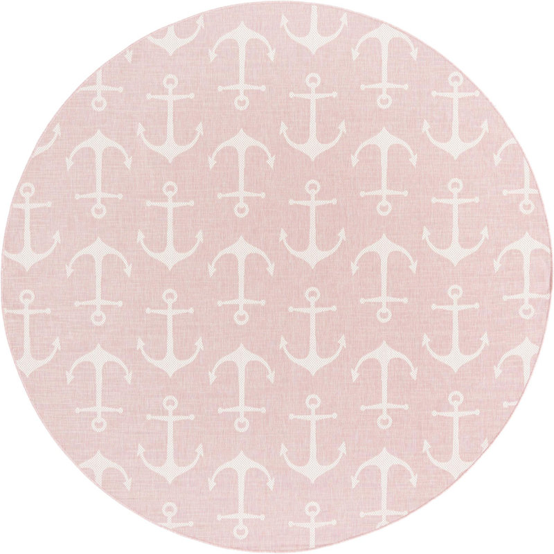 Outdoor Ayton Area Rug Sea Foam Color, Round 10'