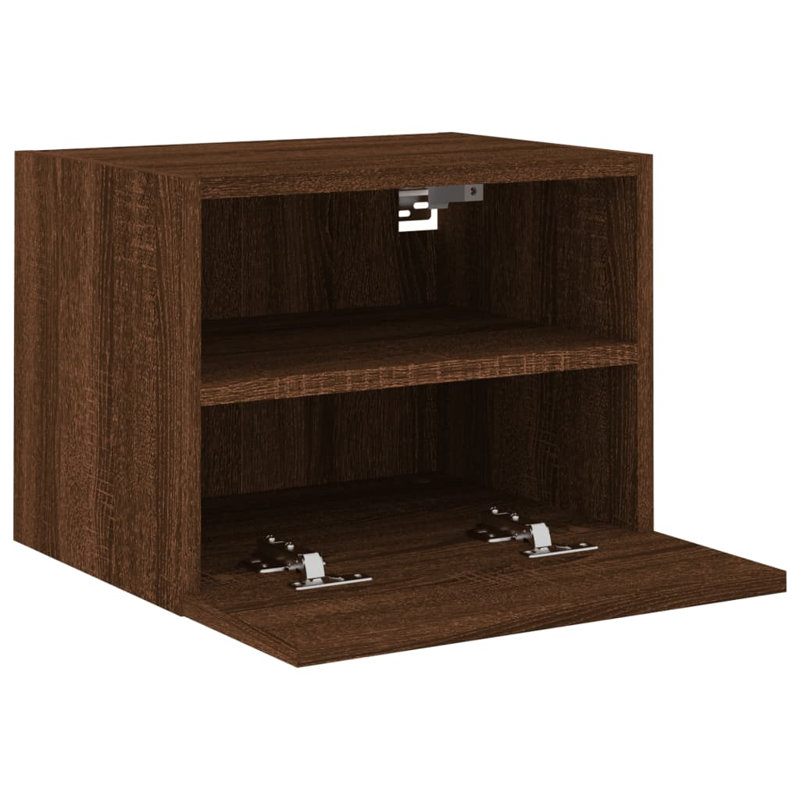 Baheejah Engineered Wood Glass  TV Stand, 15.7"H x 15.7"L x 11.2"W, Brown Oak
