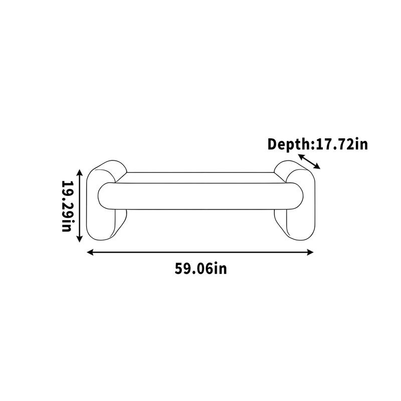 Linney, H 19,29 po x l 59,06 po x P 17,72 po