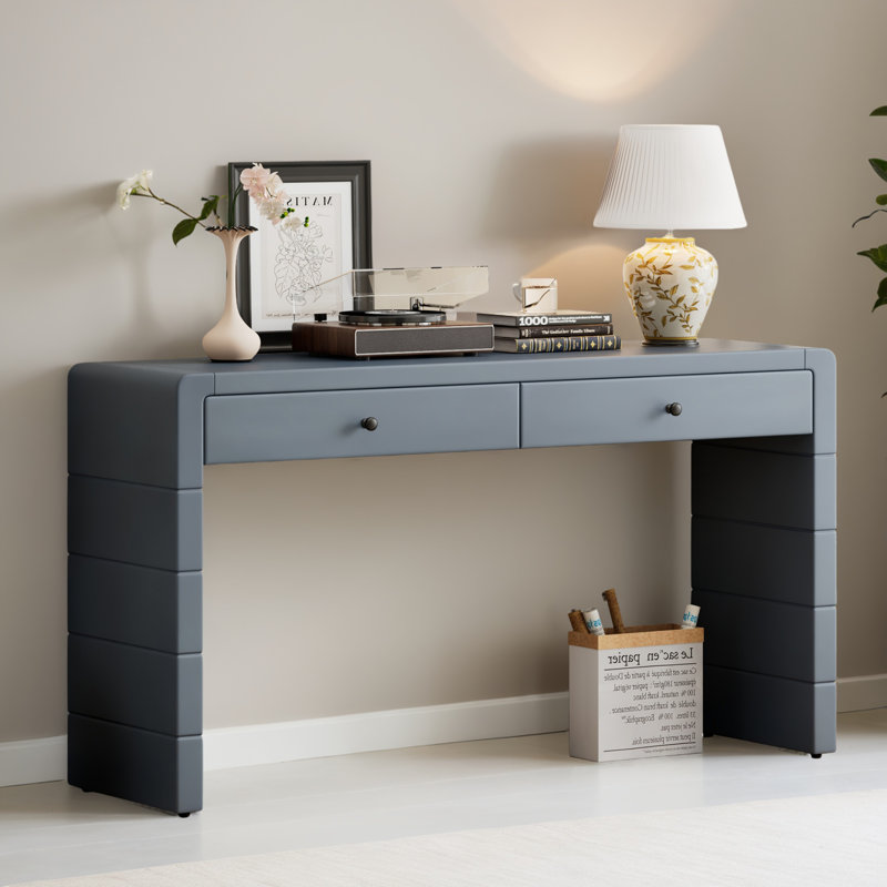 55" Console Table Sofa Table with 2 Drawers for Entryway, Navy Blue