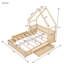 Grand lit en bois avec garde-corps de 15,3 po et 2 espaces de tiroirs pratiques - tiroirs de rangement spacieux à finition naturelle-32776251
