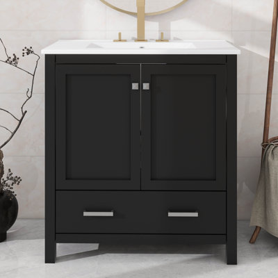 30" Bathroom Vanity With Single Sink Combo Cabinet Undermount Sink Bathroom Storage Cabinet With 2 Doors And 1 Drawer