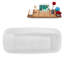 Baignoire de trempage autoportante en acrylique 67 "avec drain et plateau en bambou 67" Streamline-50623850