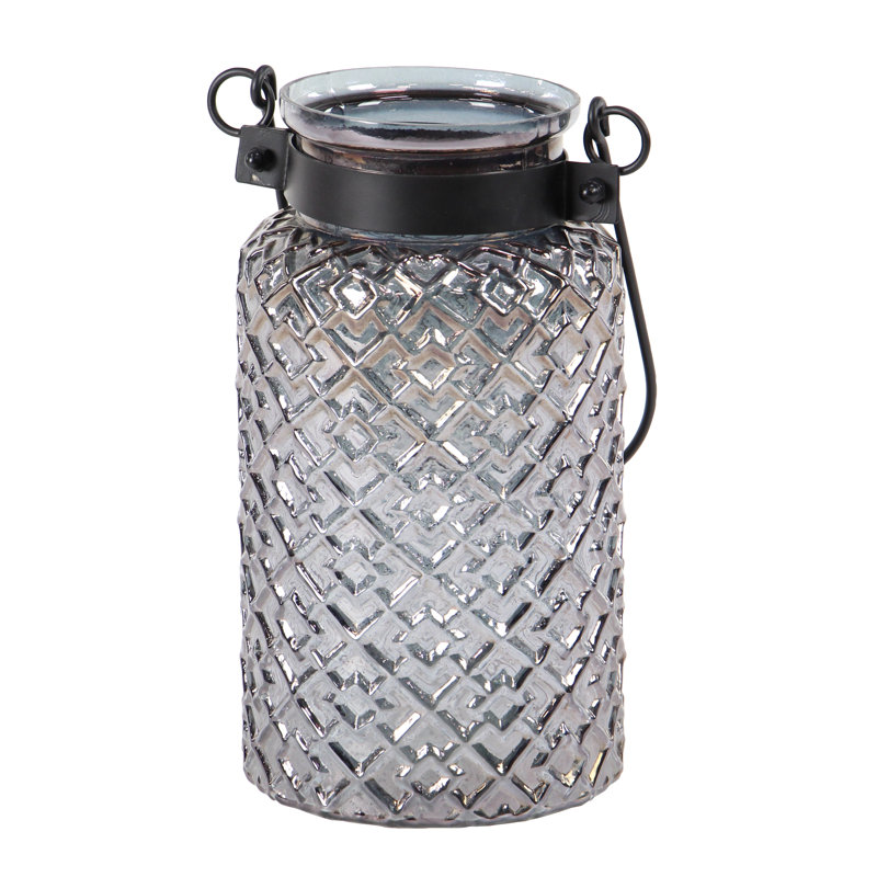 9'' H Glass Tabletop Candle Lantern, 12" H x 7" W x 7" D