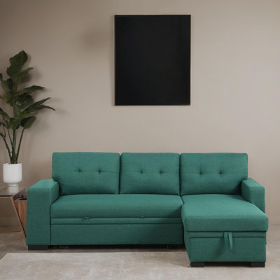 3 - Piece Upholstered Pull Out Sectional Sleeper Sofa With Storage Chaise