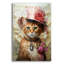 «Cute Cat With A Red Hat Baroque Style» par Momart, verre acrylique, art mural-1571276748