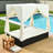 Outdoor Double Chaise Lounge Daybed With Curtains & Adjustable Backrest, Steel Frame Patio Sunbed-1665547294