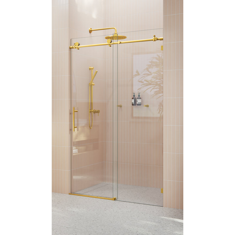 Eclipse 44 - 48 in. x 78 in. Fully Frameless Sliding Shower Door, Satin Brass