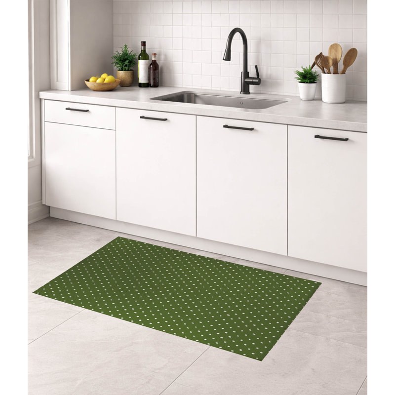 Leo Low Profile Kitchen Mat, Rectangle 3' x 5', Olive Green
