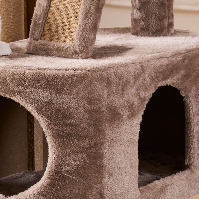 Grand arbre à chat à plusieurs niveaux, café de 71 pouces de hauteur avec poteaux à griffes recouverts de sisal, condo double, plateforme étendue pour que les chats puissent jouer et dormir, perchoirs ronds
