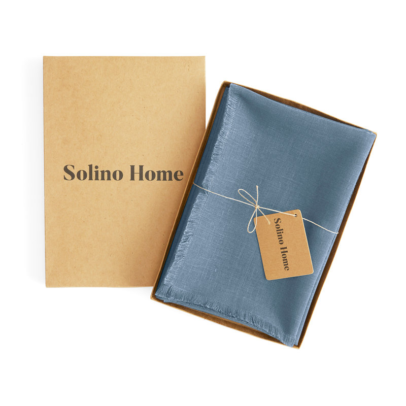 Fringe - 100% Pure Linen Dinner Napkins, Dusty Chambray Blue