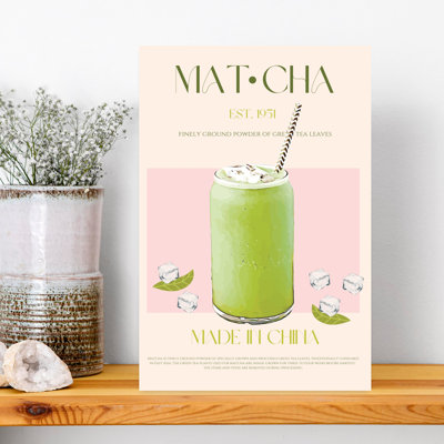 Matcha Iced Drink Modern Abstract Summer Landscape Wall Art
