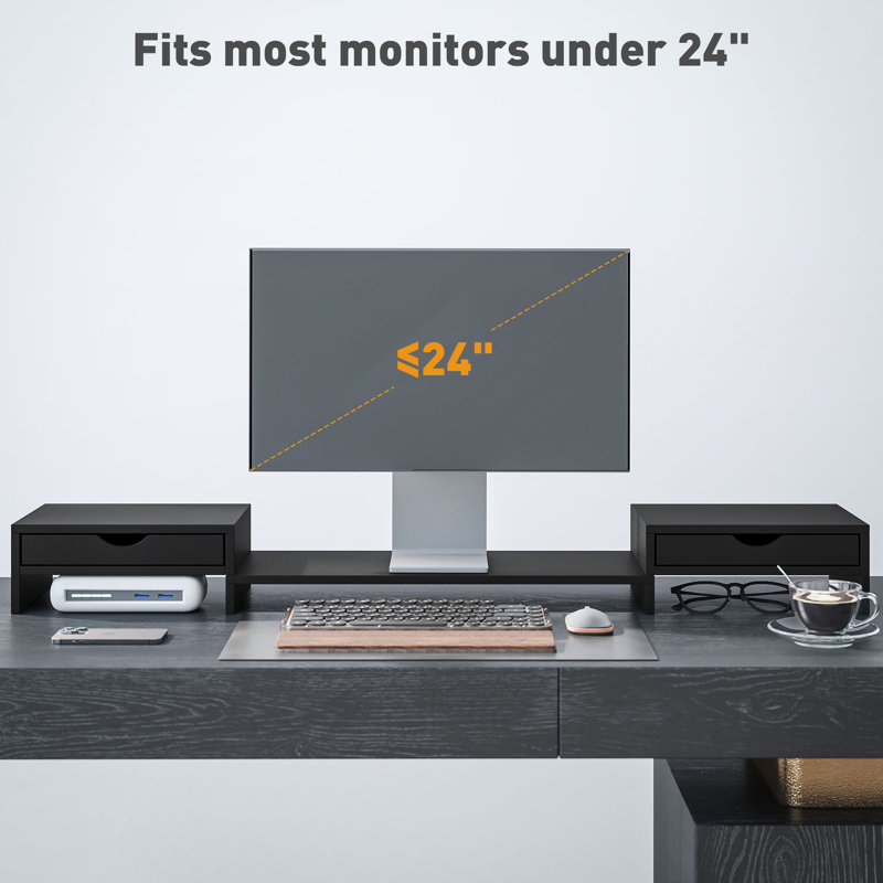 Shaniece Manufactured Wood Monitor Stand, Black