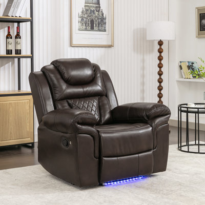 Fauteuil inclinable manuel de cinéma maison avec bande lumineuse DEL pour salon, chambre à coucher, brun