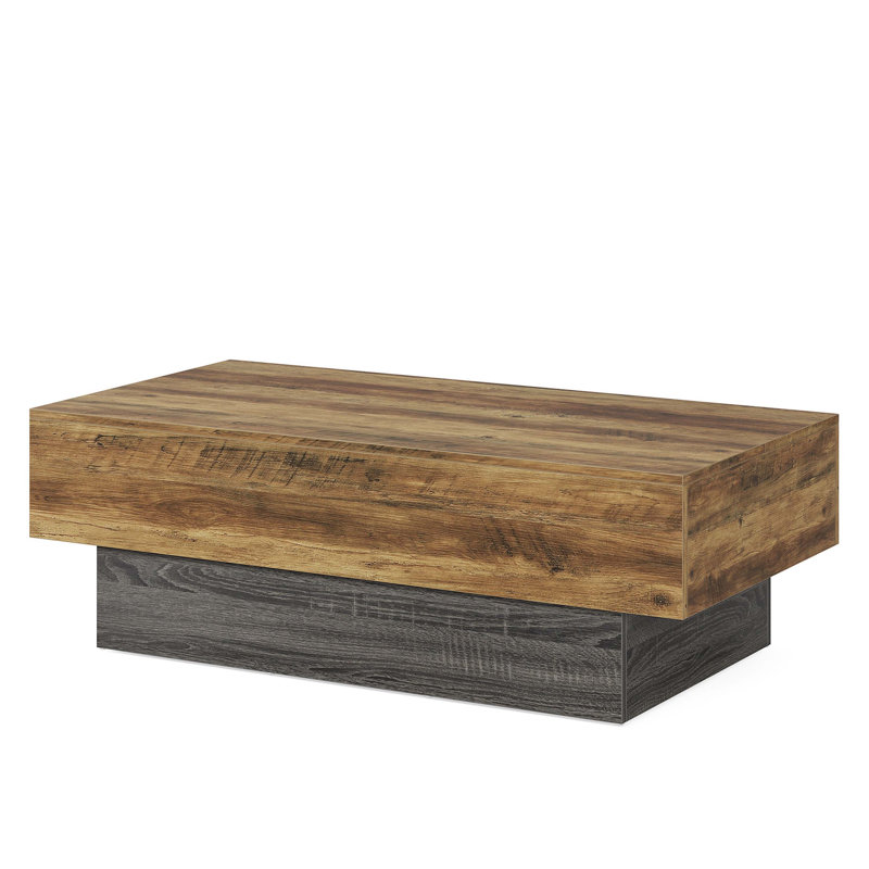 Table basse 55 po, table basse de style centre de ferme avec piédestal robuste