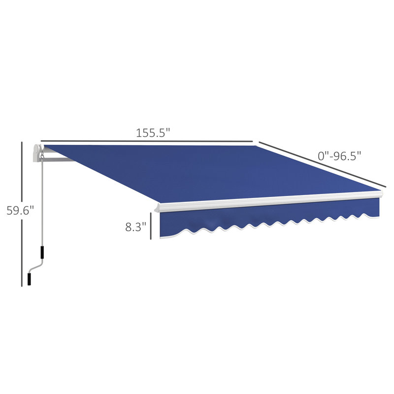 Outsunny 13' X 8' Retractable Awning, Dark Blue, 59" H x 155.5" W x 96.5" D