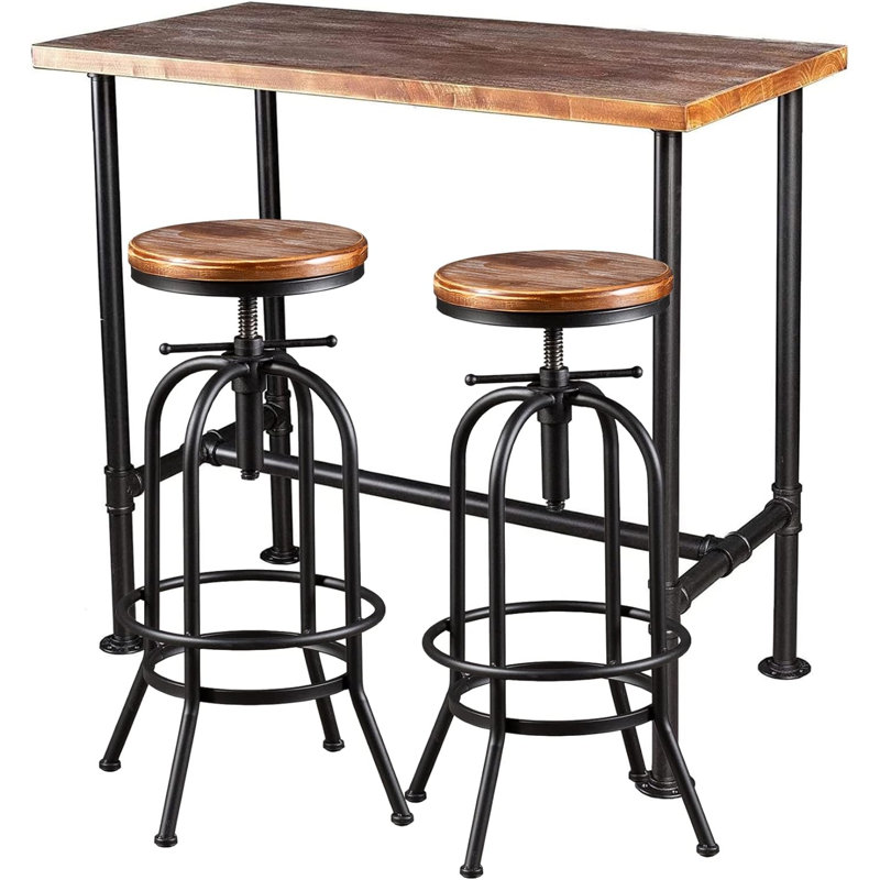 Joanah Pine Solid Wood Top Four Leg Dining Set, 3