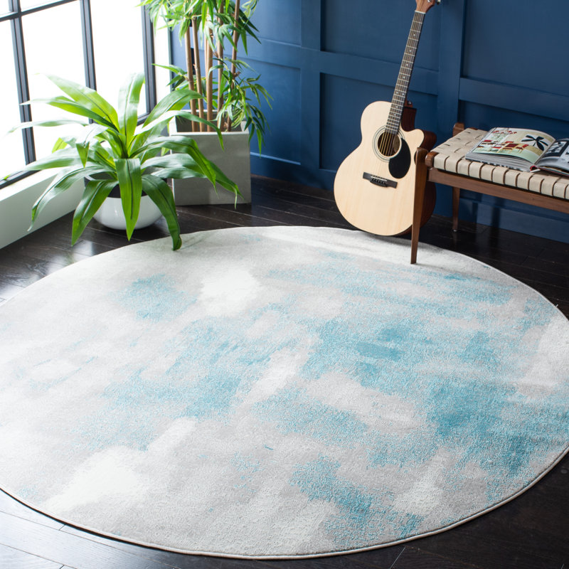Tapis gris / bleu Barinholtz, Rond 6 pi 7 po