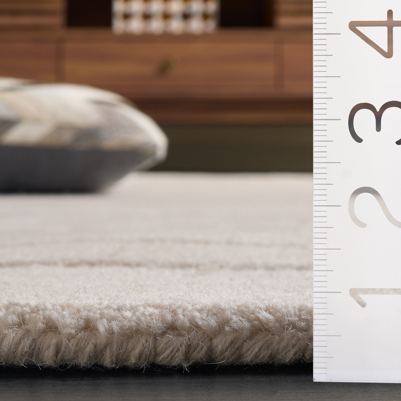 Elona Ivory Hand-Tufted Geometric Wool Rug, Rectangle 3' x 5'