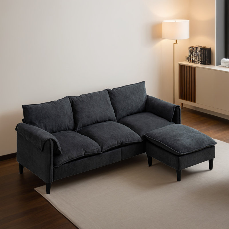 Canapé modulaire réversible 78,76 po avec repose-pieds pour salon, Polyester gris