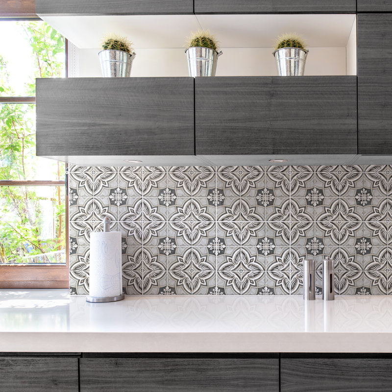 Harmonia 13" x 13" Ceramic Patterned Wall & Floor Tile, Gray