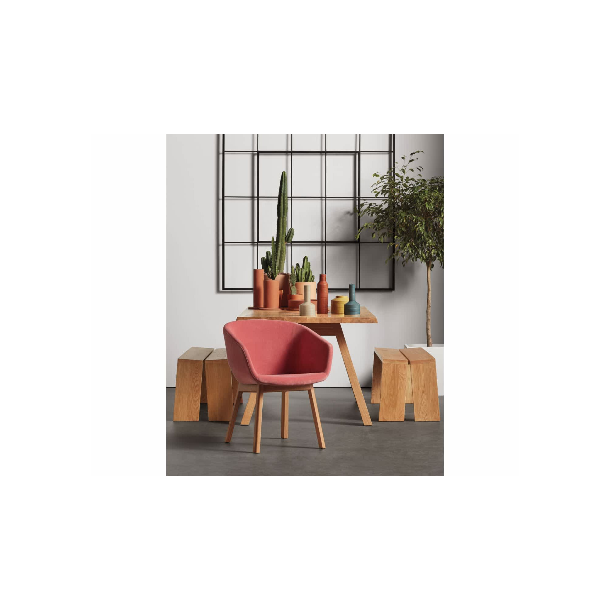 Host Task Chair Storm Velvet, Ablin Velvet, White Oak
