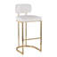 Tabouret de bar à hauteur fixe en métal doré et similicuir blanc - ensemble de 2