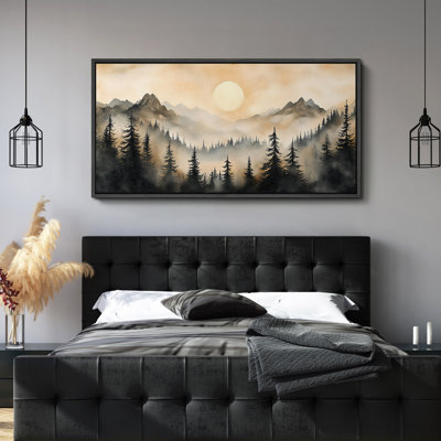 Forest Sun Mountain Nature Landscape Scenery - Oversized Framed Wall Decorations Canvas Print